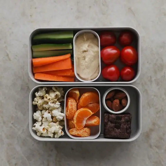 Make Ahead Bento Boxes with a Variety of Snacks: healthy lunch ideas