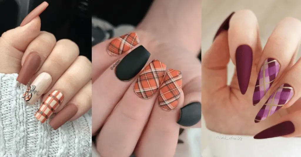 Plaid Patterns for Fall nail design ideas
