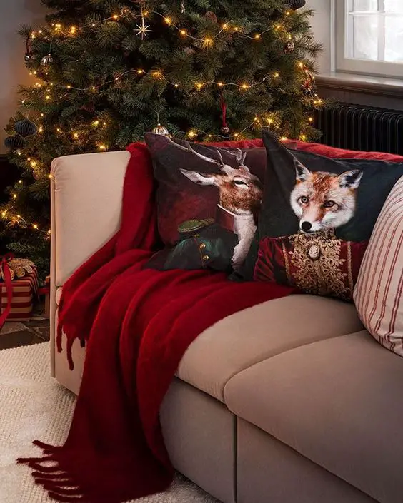 Cozy Textiles for Simple Cozy Christmas Home Decor Idea