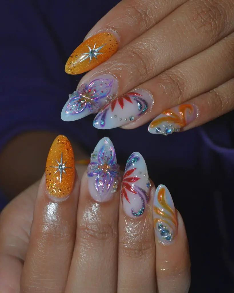 Abstract Expressionist Butterfly Nail Art