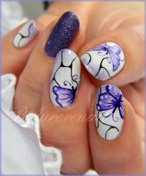 Abstract Expressionist Butterfly Nail Art