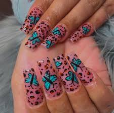 Animal Print Butterfly Nails