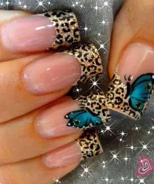 Animal Print Butterfly Nails