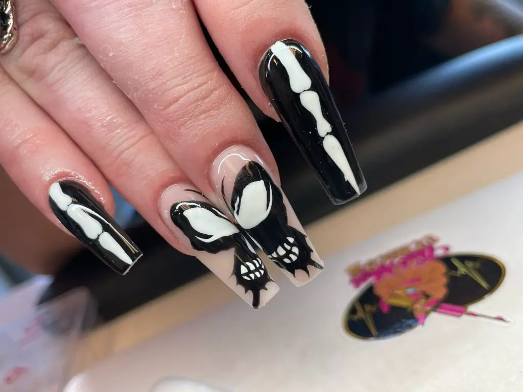 Black and White Butterfly Nails