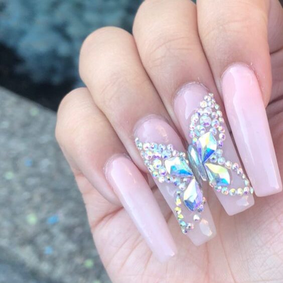 Crystal Butterfly Nails