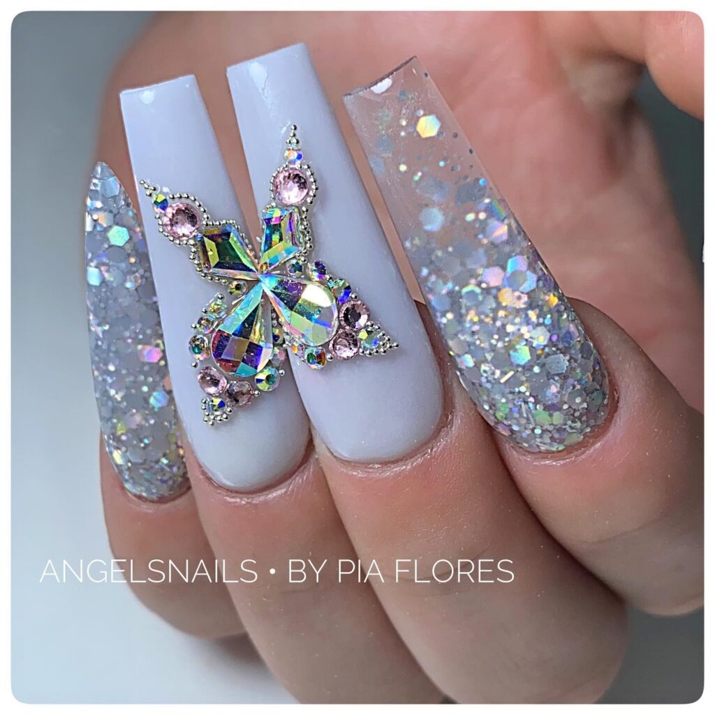 Crystal Butterfly Nails