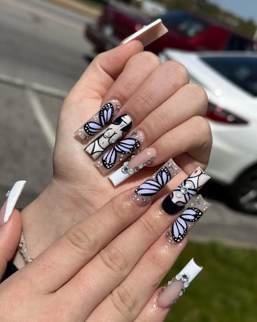 Delicate Lace Butterfly Nails