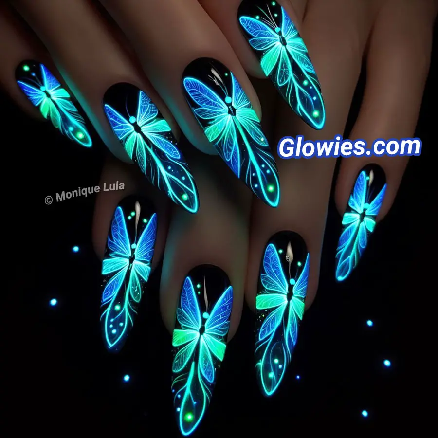 Glowing Butterfly Nail Design