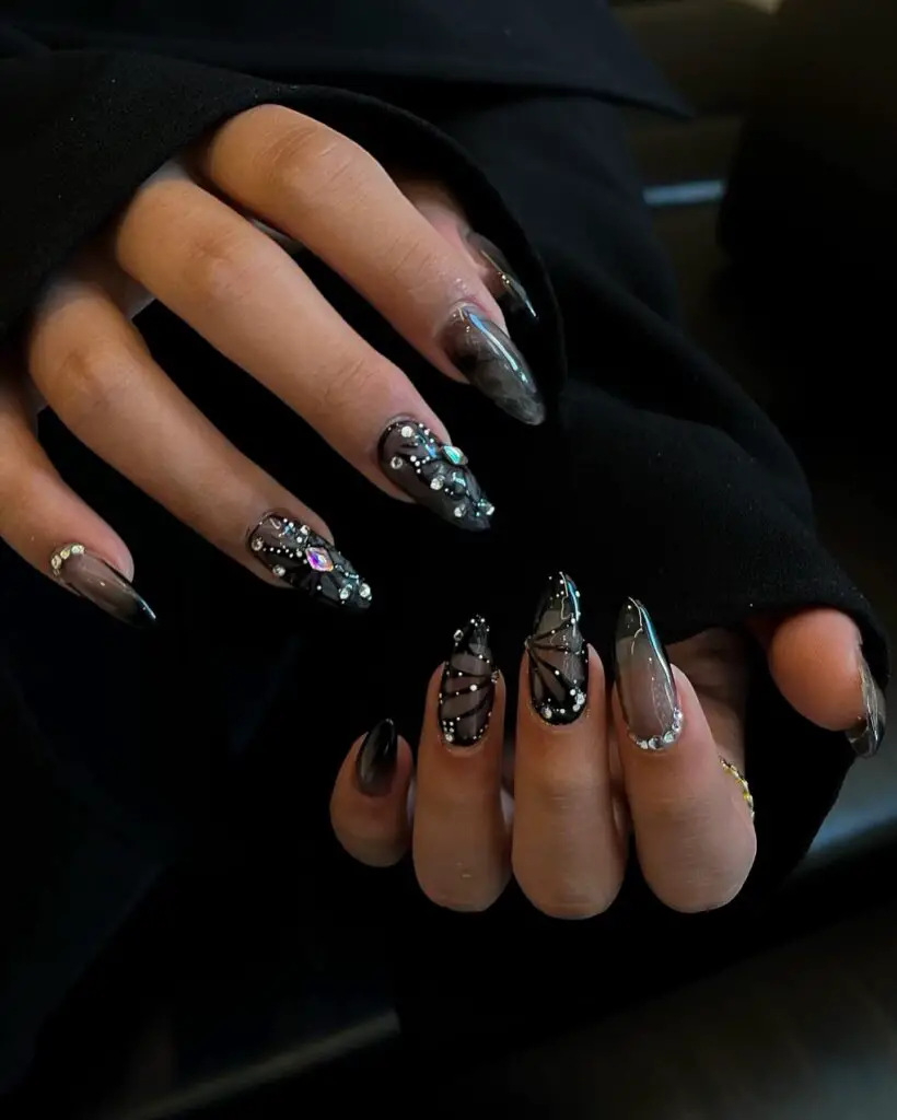 Gothic Butterfly Nail Design