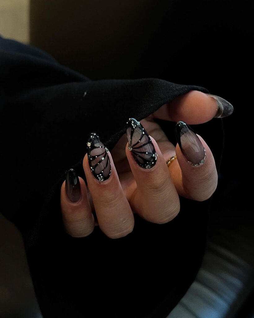 Gothic Butterfly Nail Design