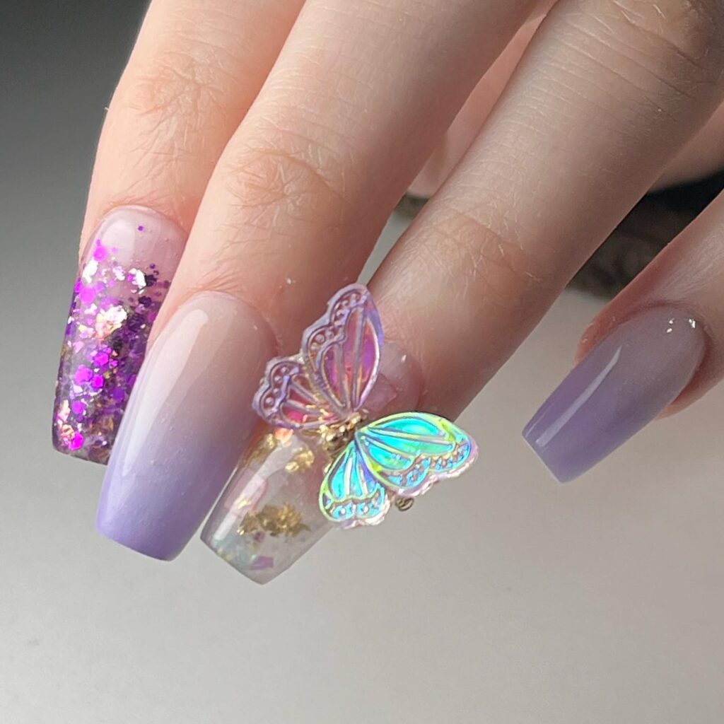 Holographic Butterfly Nails