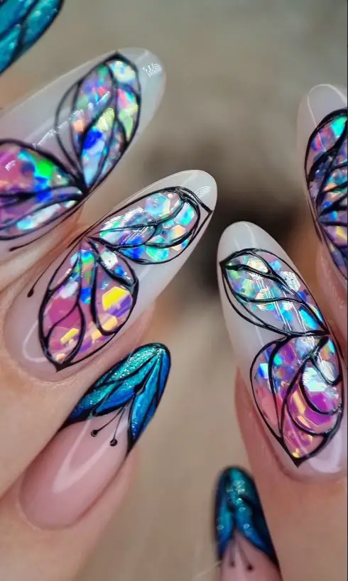 Holographic Butterfly Nails