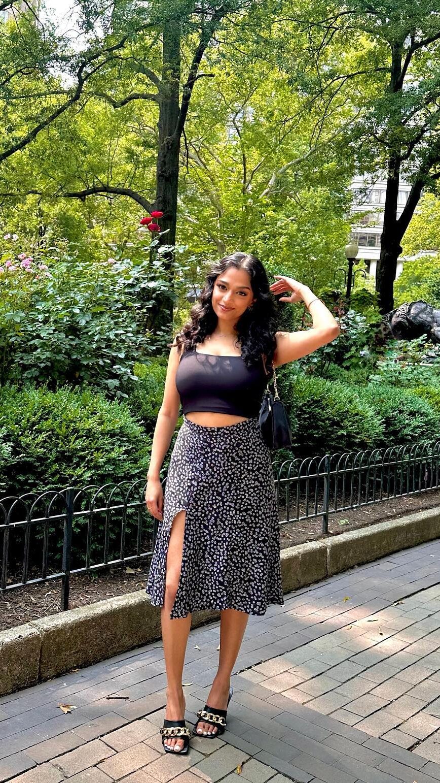 Printed Midi Skirt with Crop Top