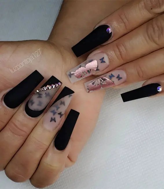 Music-Inspired Butterfly Nail Design