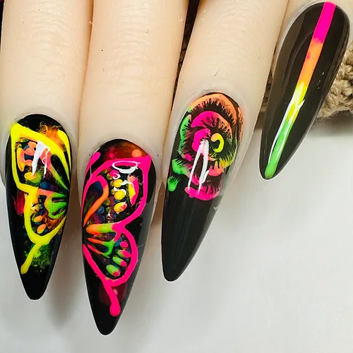 Neon Butterfly Nails