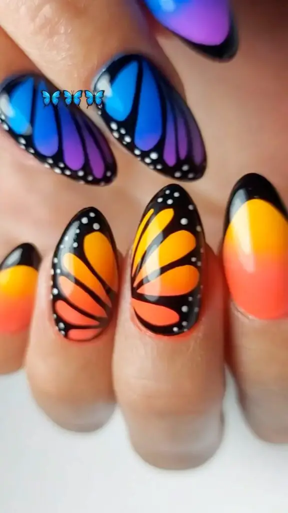 Neon Butterfly Nails