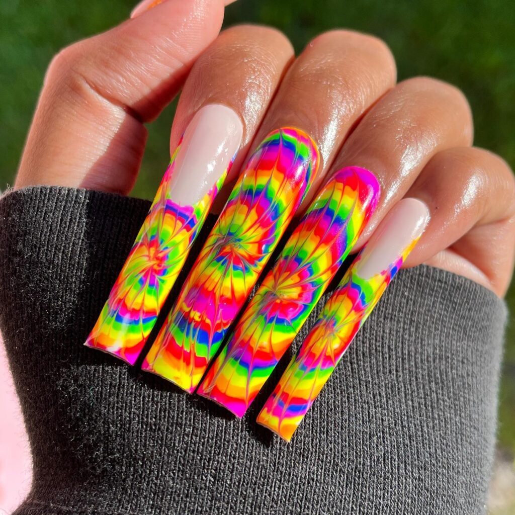 Rainbow Tie-Dye Butterfly Nails