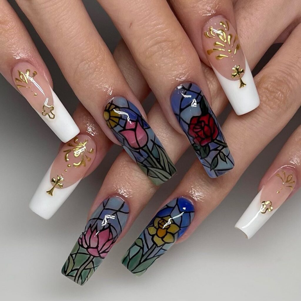 Stained glass butterfly nails