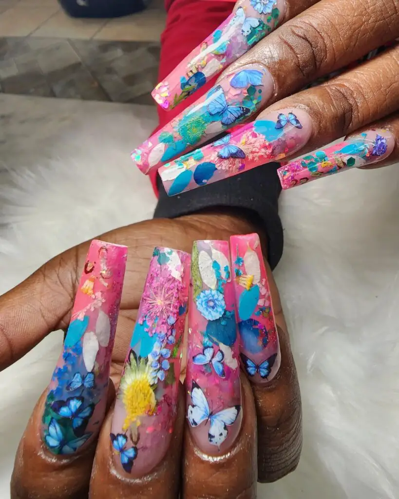 Tie-Dye Butterfly Nails