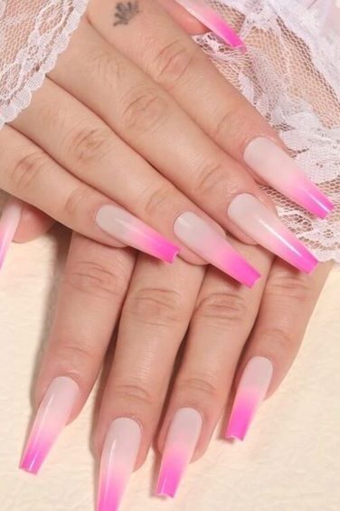 Neon Pink Ombre (white base)