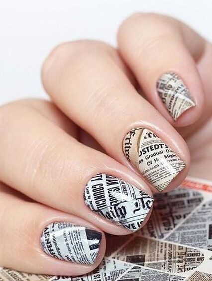 Newspaper print nails