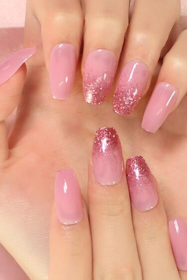 Ombre Pink Hidden Glitter Tip