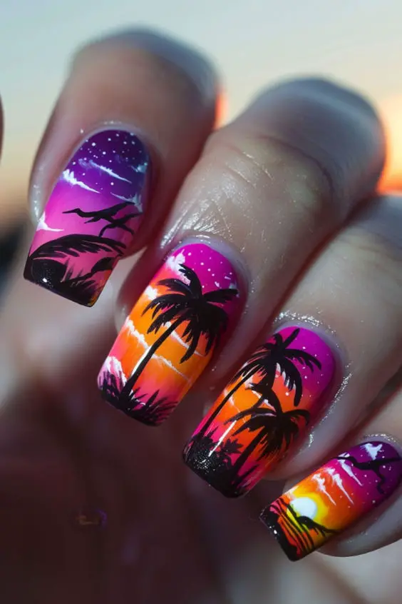 Sunset Ombré Nails